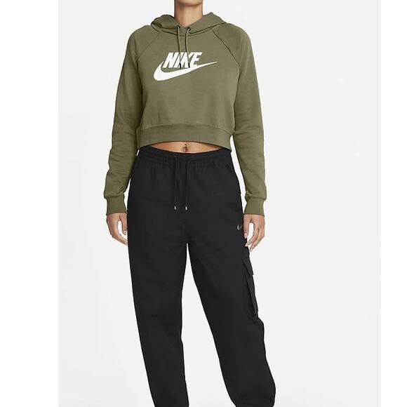 Nike Tops - NEW Nike NSW Essential Cropped Hoodie Olive Green Medium Women's CJ6327-222